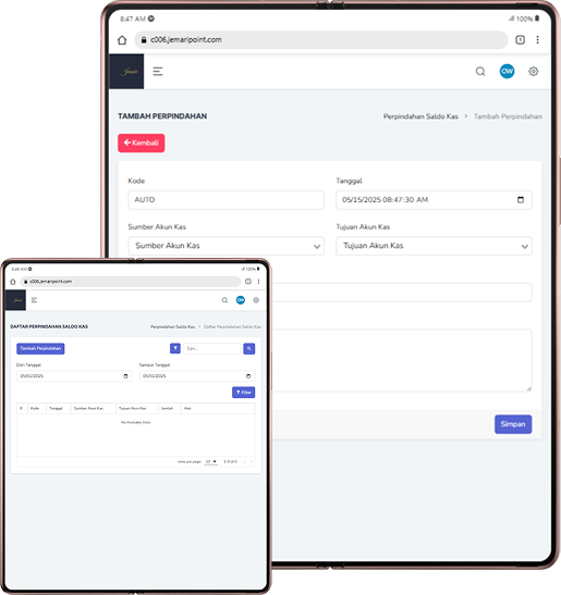 perpindahan saldo kas