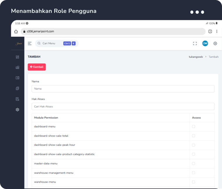 Tambah Role Pengguna