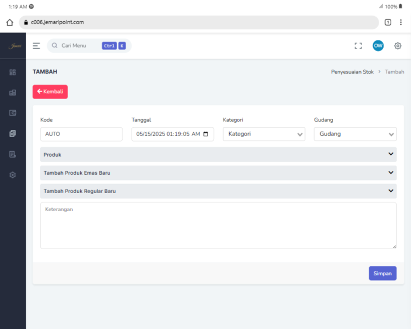 tambah stok